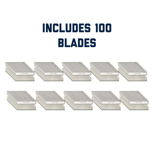 100-Pack .009" APBL-7065 AccuTec Pro Single Edge Aluminum Backed Razor Utility Blades with Display - - Made of High