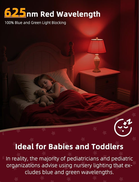 Bulbs E26 A19, 9W (4 Packs) Red Light for Sleep with Remote Control, LED Blue Light Blocking for Sleep Therapy, Baby