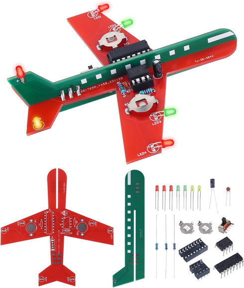 Soldering Learning Kit, ICSTATION DIY Airplane Kit with 3 Color LED Flashing