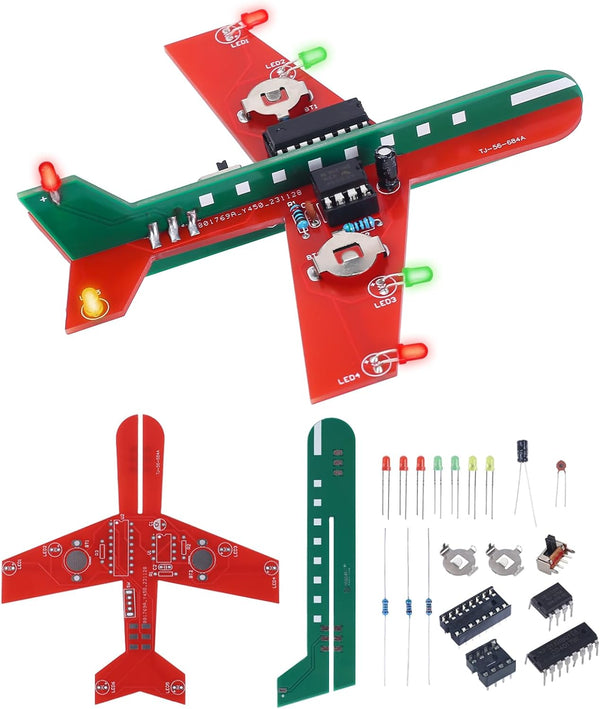 Soldering Learning Kit, ICSTATION DIY Airplane Kit with 3 Color LED Flashing
