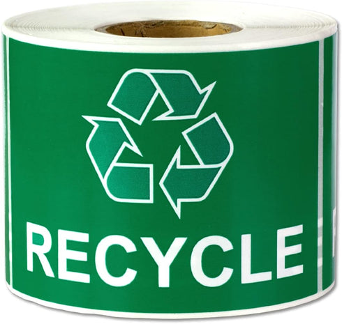 Recycling Labels with Recycle Symbol (3 x 2 inch, Green - 300 Labels) for Trash Cans, Containers or Walls