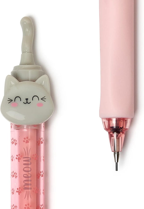 Legami - Meow Mechanical Pencil, Diameter 1.2 cm, 1 Lead 0.7 mm HB Included, Ergonomic Silicone Handle, Precise Writing by Legami