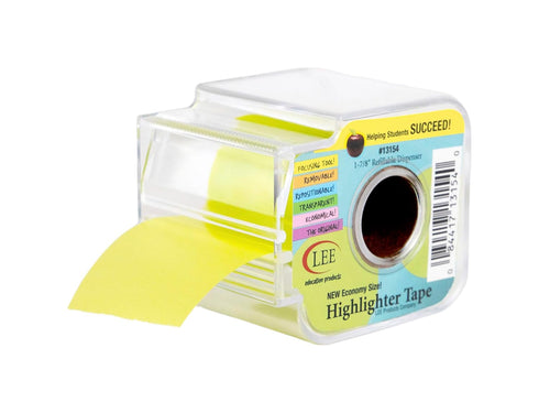 Lee Products Removable Wide Highlighter Note Tape, 1-7/8 X 393 in, Yellow Dispenser