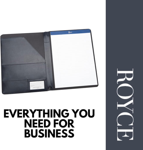 Royce Leather Aristo Genuine Leather Padfolio in Navy