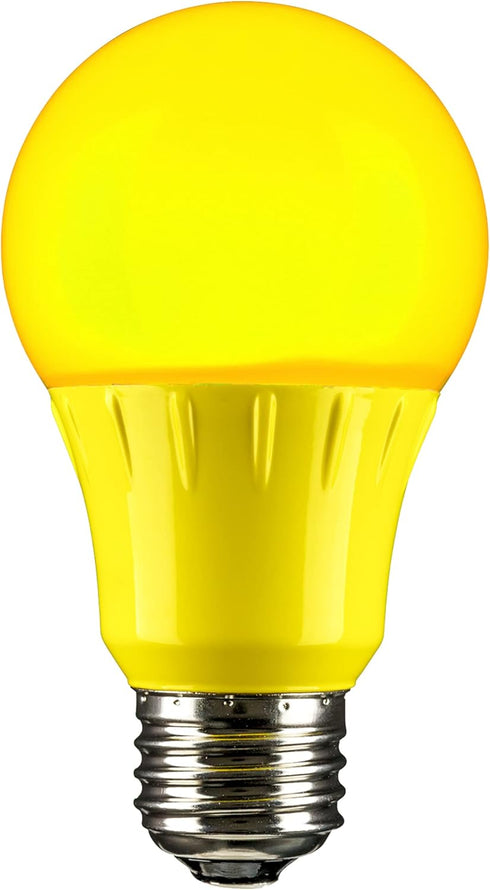Sunlite 80144 LED A19 Colored Light Bulb, 3 Watts (25W Equivalent), E26 Base, Non-Dimmable, Yellow, 1 Count