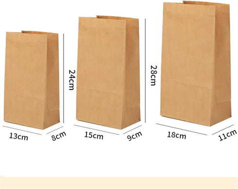 Dnyucen 25pcs Packaging Sourdough Bread Bags Paper Bags Bakery Cookies Sandwiches Takeaway Bag Candy Bag Bulk(L Kraft