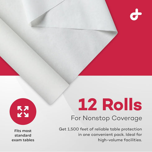 18" 125', 12 Dealmed Medical Exam Table Paper Roll | Disposable Covers for Doctors, Physicians, Diaper Changing