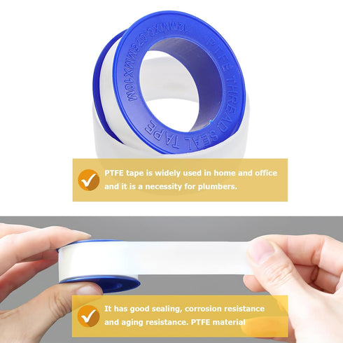 SOLUSTRE 80 Pcs White PTFE Tape, Hose Tape Sealant, Gas Line Tape, Floor Sealing Strip for Plumbing