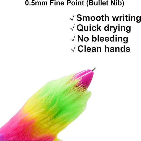 Maydahui 20PCS 6-in-1 Multicolor Fluffy Retractable Ballpoint Pens 6 Colors 0.5mm for Student Teacher Office Supplies