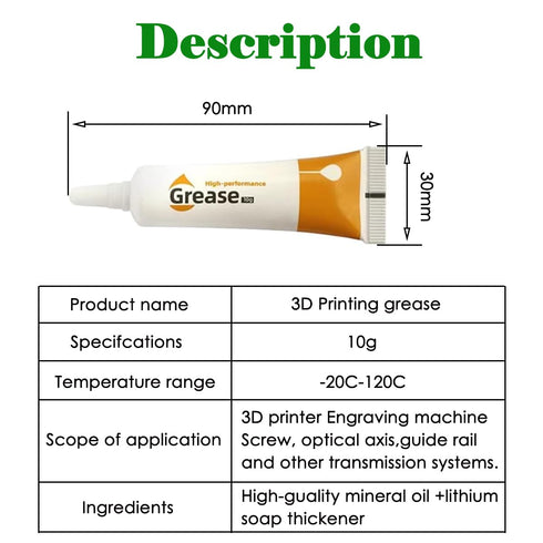 4-Pack 3D X1 X1C P1P P1S A1 2 4/Ender 3 V3 3 V3/CR10-SE Printer Parts Lubricant Optical Axis Grease Gear Grease Guide