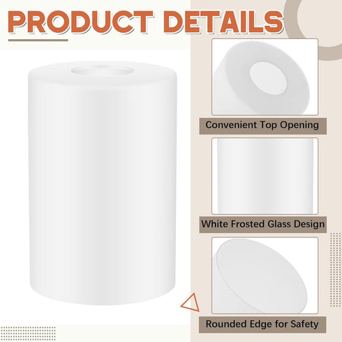 3 1-5/8 Inch E26 4"w 6"h, Teenyyou Pcs White Frosted Glass Shade Replacements for Pendant Light Fixtures Glass Lamp