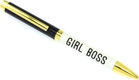 Graphique "Girl Boss" Fashion Pen, 5.5" Refillable Black Ink Ballpoint Pen w/ Gold Finish & Matching Gift Box, Makes a Beautiful, Unique Gift