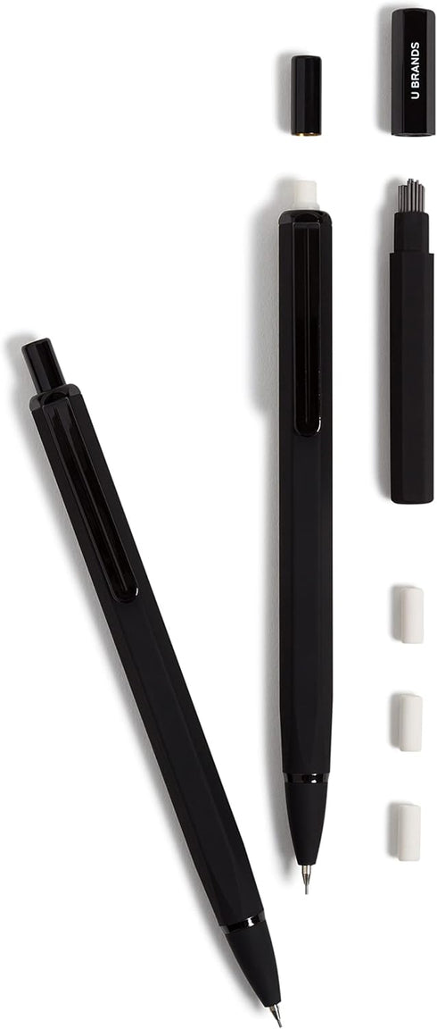 U Brands Midnight Cambria Mechanical Pencil, 0.7mm, Medium Point, Soft Touch Barrel, 2 Count