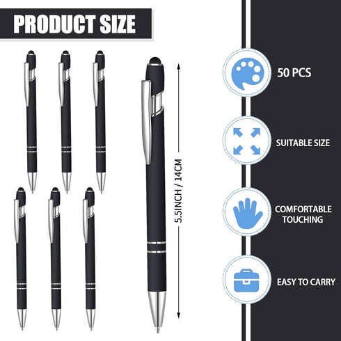 Yaure Joy 50 2 1 2 1 Pcs Black Inkling Ballpoint Pen with Stylus in Ballpoint Pen for Touch Screens, in Thank You Pen