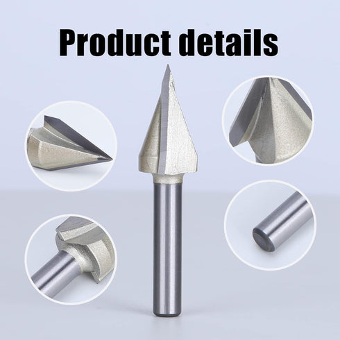 1PC Router Bits 45 Degree V Groove Bit, 1/4 Inch Shank Cutting Tool, 19/32 Inch Cutting Dia for Woodworking