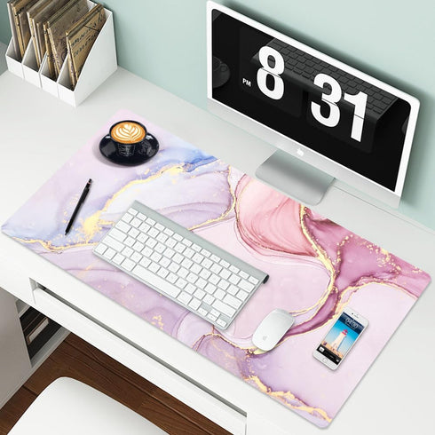 Aisakoc 35.5''x15.8'' Desk Mat Desk Mouse Pad, Dual Side PU Leather Desk Pad for Keyboard and Mouse, Large Waterproof