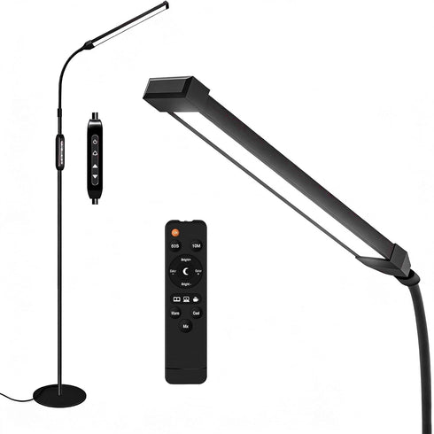 Qumusaa 15W LED Floor Lamp with Stepless Adjustable 3000K-6000K Colors and Dimmer, LEDs