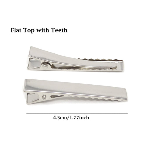 Honbay 50PCS Silver Tone Single Prong Metal Alligator Hair Clip Flat Top with Teeth for Arts & Crafts Projects, Dry Hanging Clothing, Office Paper Document Organization,Hair Care (4.5cm/1.77inch)