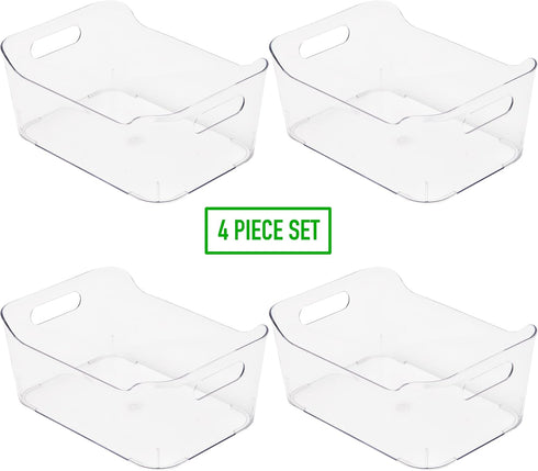 Mind Reader 4 Pack Desk Supplies Organizer, Clear Office Supplies Holder, 8.85" x 6" x 4"