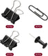 MECCANIXITY Paper Clips Binder Clips Set, 100 Pcs Office Clips with Binder Clips, Black