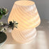 LongTN Translucent Table Mushroom Lamp Italian Style Modern Striped Glass Bedside Lamps Desk Light, Used for Baby Home