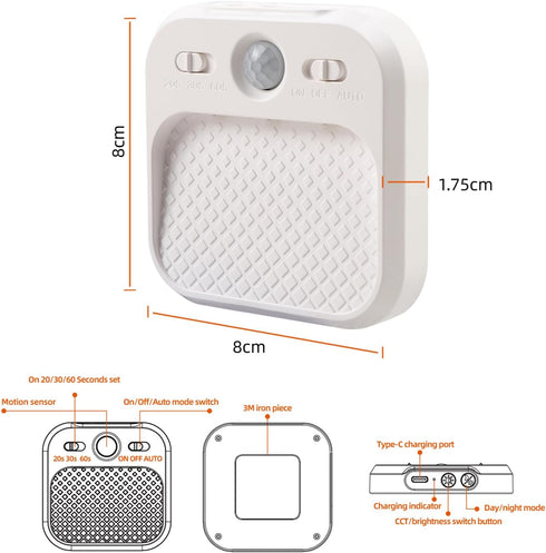 3 Dimming, Closet 2026 DAMI Motion Sensor Night Lights Rechargeable with Timer, Battery Cabinet Light with Color