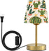 Small Table Lamp Christmas Cactus Trees Pattern Bedside Lamps with Fabric Shade,