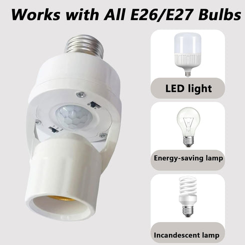 TAYCZGQL Bulbs 1 Pack, E26/E27 Bulb Light Socket Motion Sensor Light Switch Socket - Screw in Automatic Holder, Indoor