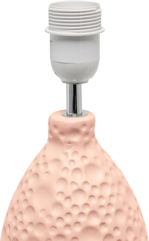 LT1193-PNK 14.17" Simple Designs Refined and Textured Oval Stucco Ceramic Table Lamp, for Living Room, Bedroom, Office