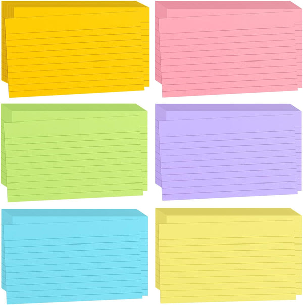 Tecmisse 1200 Pcs Ruled Index Cards, 3x5 Inches Colorful Index Cards Bulk,