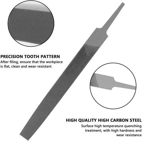 KALIM Flat Medium Cut File, Double Cut Teeth, 6'' Length, High Carbon Steel Hand File for Wood, Metal, Sharpening