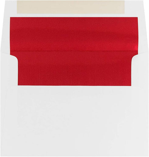 JAM PAPER A8 Invitation Envelopes - 5 1/2 x 8 1/8 - White with Red Foil - 50 Pack