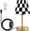 ALAZA Table Lamp for Bedroom Nightstand White Black Buffalo Plaid Checked Desk