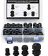 MAKERELE Waterproof NPT Cable Glands Kit, Adjustable Nylon 38pcs Black Strain Relief Cord Connectors with Gaskets 1/4