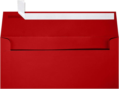 LUXPaper Invitation Envelopes #9 Slimline | Peel & Press | 3 7/8" x 8 7/8" | Ruby Red | 80lb. Text | 50 Qty