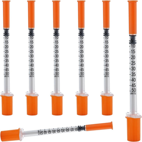 100 Pack 0.5ml Disposable Syringe, 31G 0.5cc 5/16 Inch (8mm) Lab Supplies