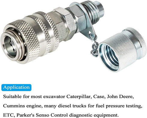 Hydraulic Pressure Test Coupling Kit for Parker PD Series Coupler, Caterpillar, John Deere Excavator Machinery