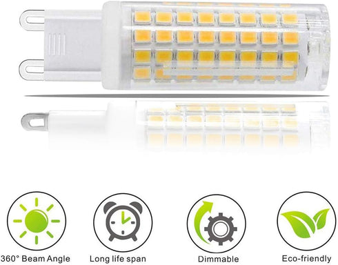 XRZT G9 Bulbs 7W Bulbs 60W 75W 3000K T3/T4 G9 Dimmable, Pack 5 Led Chandelier Light Halogen Equivalent Warm White