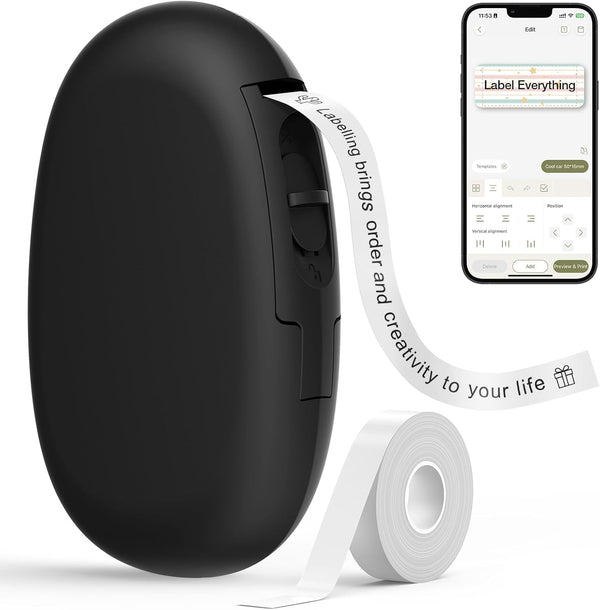 SUPVAN E10 Bluetooth Label Maker Machine - Inkless Labeler with Tape, 35 Fonts & 1k+ Icons for Home & Office