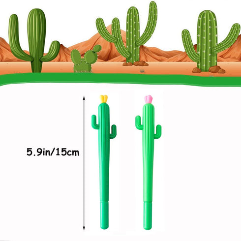 Pack of 30 Cactus Shaped Ballpoint Pens, 0.5mm Black Gel Ink Writing Pen for School Home Office Supplies