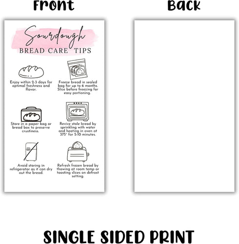 Lashicorn 50pk 2x3.5 Packaging Sourdough Bread Care Instruction Cards | Storage Bakery Starter Client Cinnamon Roll