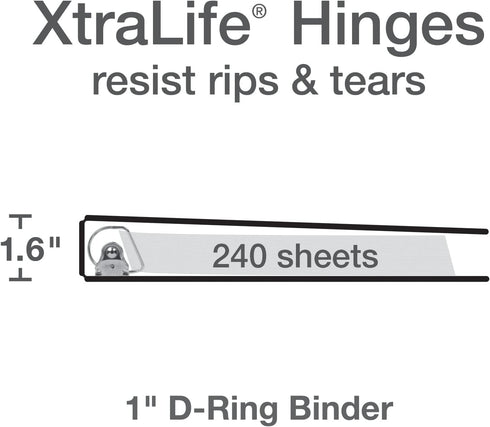 Oxford 3 Ring Binders, Durable 1 Inch D Rings for School and Office, ClearVue Presentation Binder, Blue, 4PK