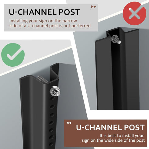 16 Pcs 304 Stainless Steel U Channel Sign Post Attachment Kit - Mounting Hardware for Road Sign Accessories