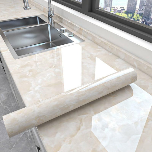 Yancorp 16"x120" Cream White Contact Paper Removable Wallpaper Peel and Stick Countertops Waterproof Marble Wallpaper Self-Adhesive Peel and Stick Backsplash for Cabinets Kitchen by Yancorp