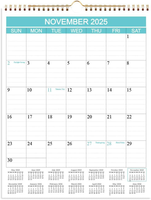 Calendar 2025-2027 - Wall Calendar from Nov 2025 to Jun 2027, 20 Monthly Calendar for Home or Office, 8.5 x 11 In