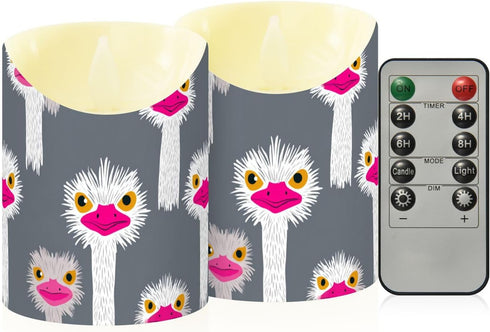 decor gift Indoor Decor Fake Candles with Timer 2/4/6/8H Funny Paradise Emu Head Gray