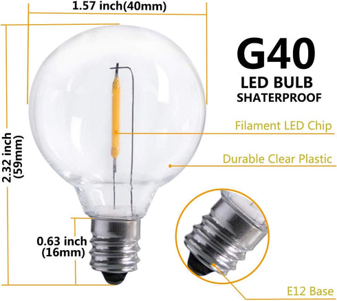 25Ft 27 Bulbs, LED String Lights with Shatterproof LED Clear Globe Indoor&Outdoor String Lights for Patio, Garden