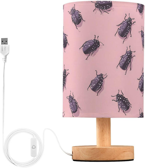 ALAZA Bedside Table Lamp for Bedroom Purple Insect Nightstand LED Light Lamps