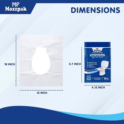 MP MOZZPAK (60 Pack) 100% Toilet Seat Covers Disposable - XL Flushable Disposable Toilet Seat Cover for Kids Potty