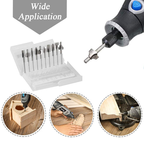 Mesee 10Pcs HSS Router Bits 1/8"(3mm) Shank Carbide Engraving Bit Set for DIY Woodworking